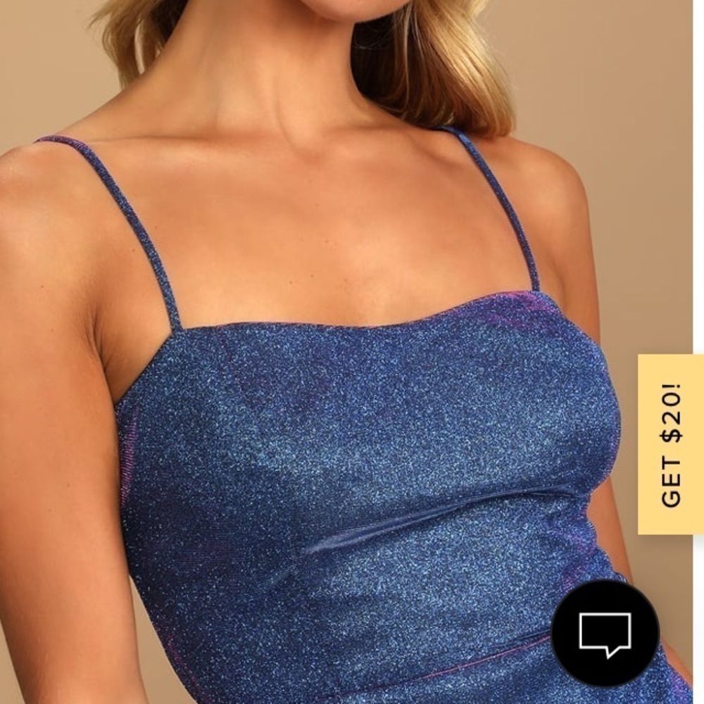 Lulus Sensation Blue purple shift glitter body con mini dress womens XS prom - Picture 3 of 16